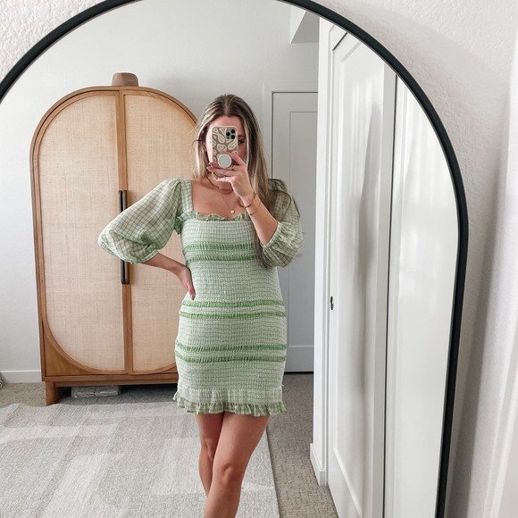 Capulet Revolve Siobhan Smocked Plaid Mini Dress GUC M - Picture 14 of 16